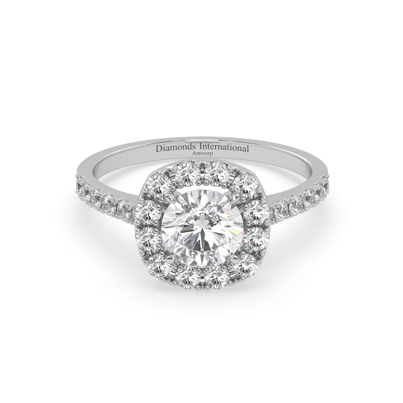 18k white gold  round cut 3 stone diamond ring