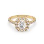 18k rose gold  round cut halo diamond engagament ring with pave band Photos & images