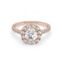 18k rose gold  round cut halo diamond engagament ring with pave band Photos & images
