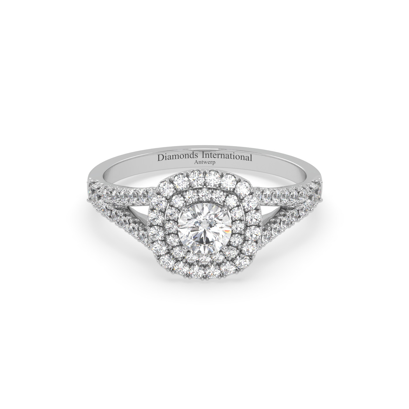 18k yellow gold  round cut diamond ring with side stones