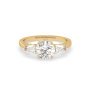 18k yellow gold  round & baguette cut 3 stone diamond engagement ring Photos & images