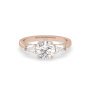18k rose gold  round & baguette cut 3 stone diamond engagement ring Photos & images
