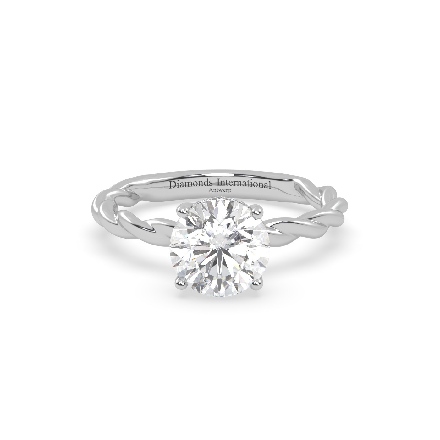18k white gold  round cut 3 stone diamond ring