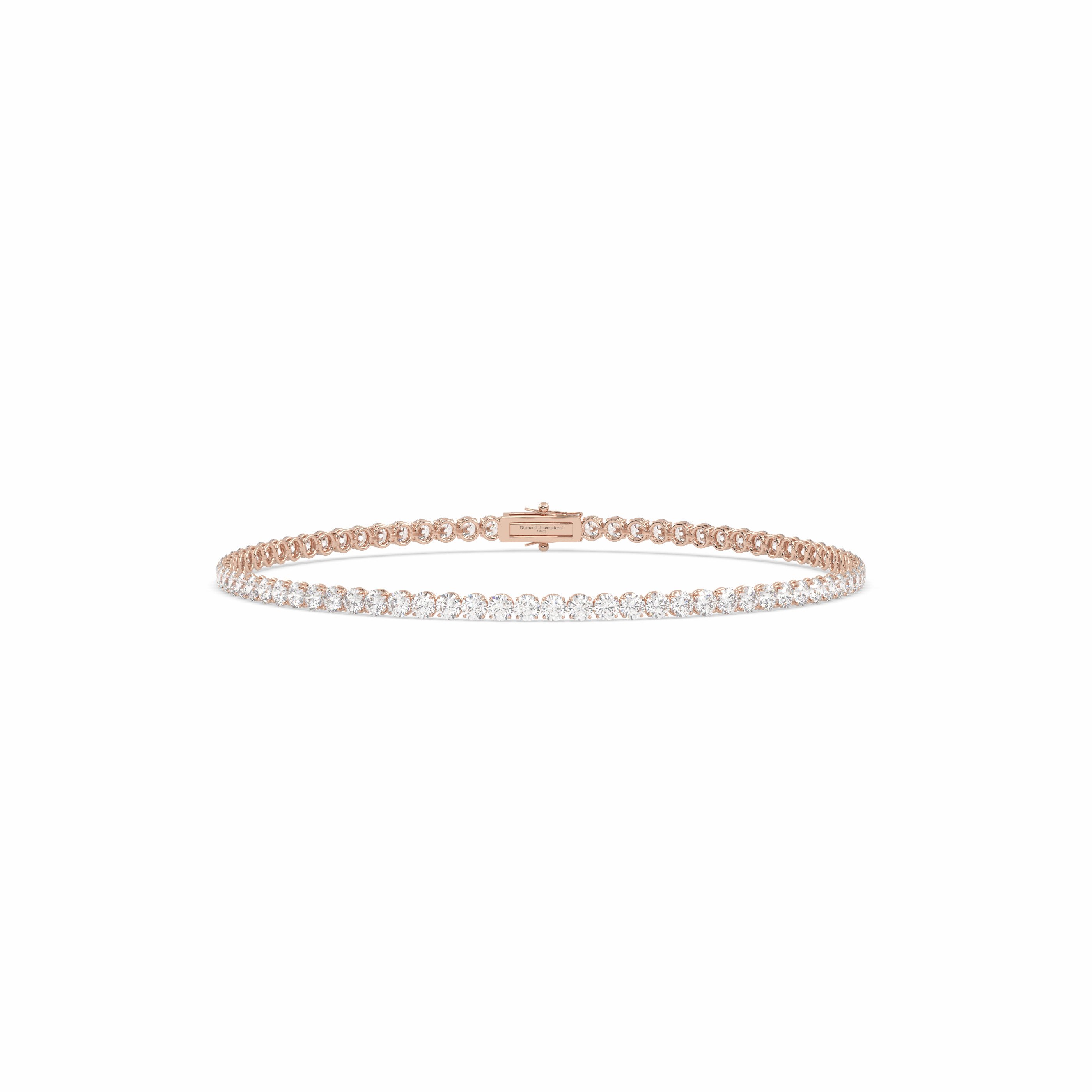 18k rose gold 3.0 carat round cut diamond tennis bracelet