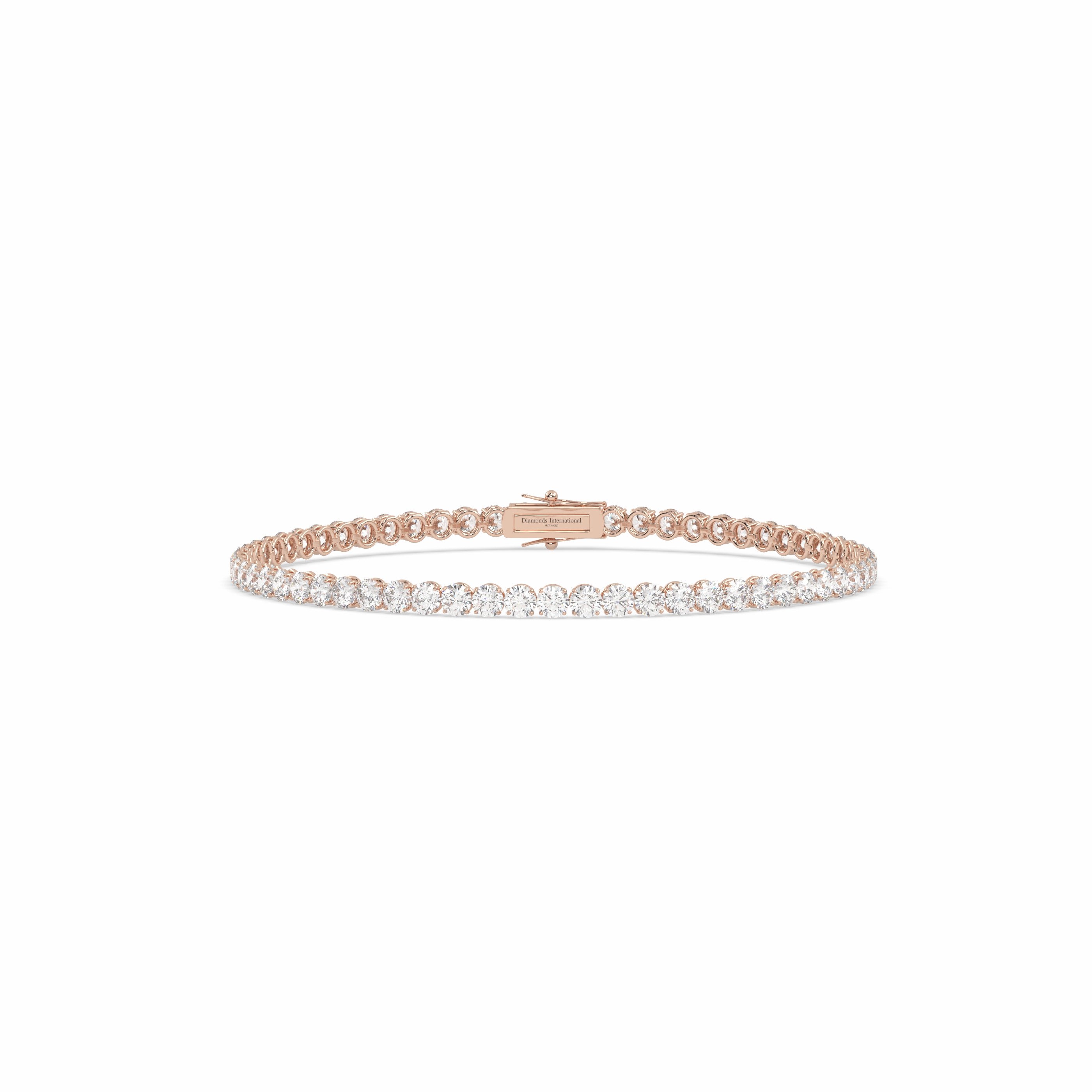 18k rose gold 5.0 carat round cut diamond tennis bracelet