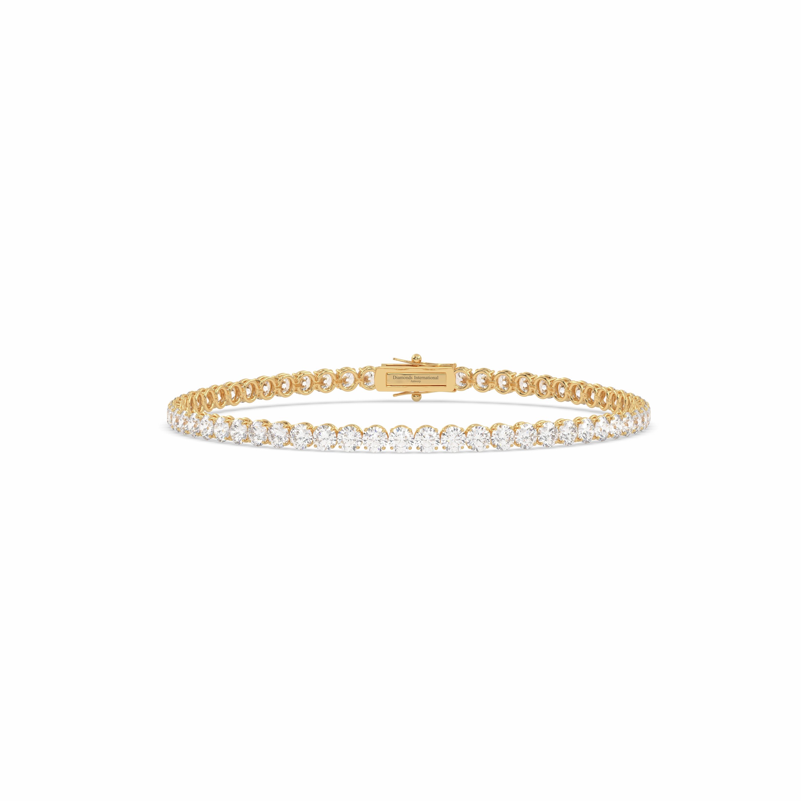 18k yellow gold 6.0 carat round cut diamond tennis bracelet