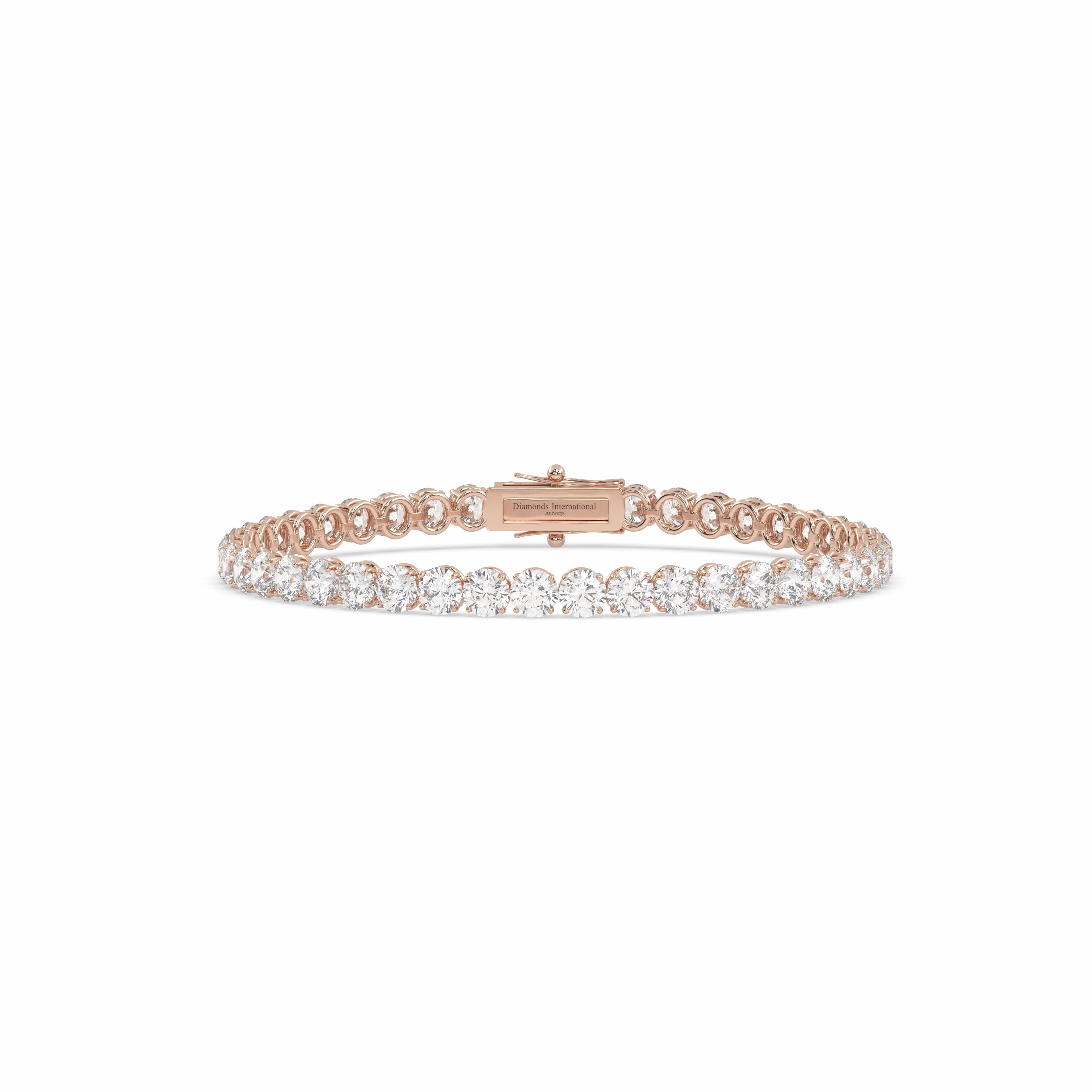 18k rose gold 10 carat round cut diamond tennis bracelet