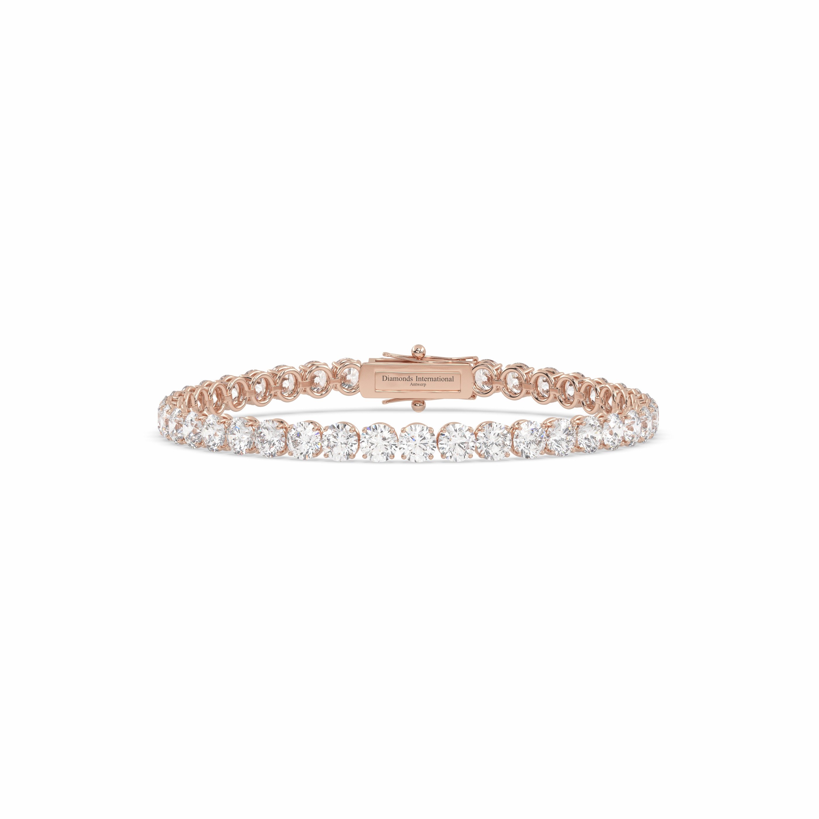 18k rose gold 12 carat round cut diamond tennis bracelet